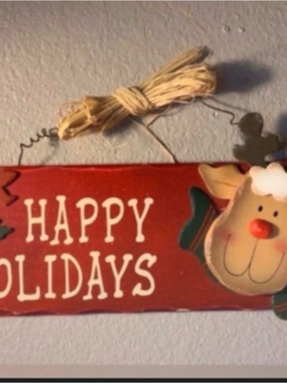 Happy Holidays Rustic Reindeer Hanging Door Decor